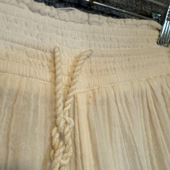 Abercrombie & Fitch Pants Womens Small White Smocked Waist Wide Leg Boho Beach - Picture 7 of 12